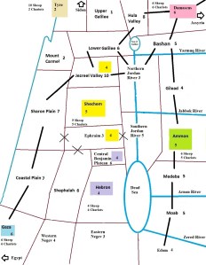 Map from Charlie Trimm's War and Peace in Canaan Classroom Game