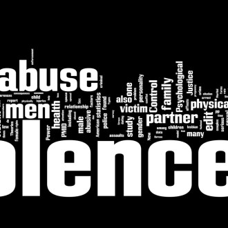 A word cloud discussing violence--particularly domestic partner violence