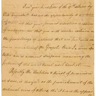 A Letter Handwritten by Phyllis Wheatley