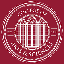 Logo of the College of Arts and Sciences at the Unviersity of Alabama, established 1831. There's a crest with gothic arched windows in the middle.